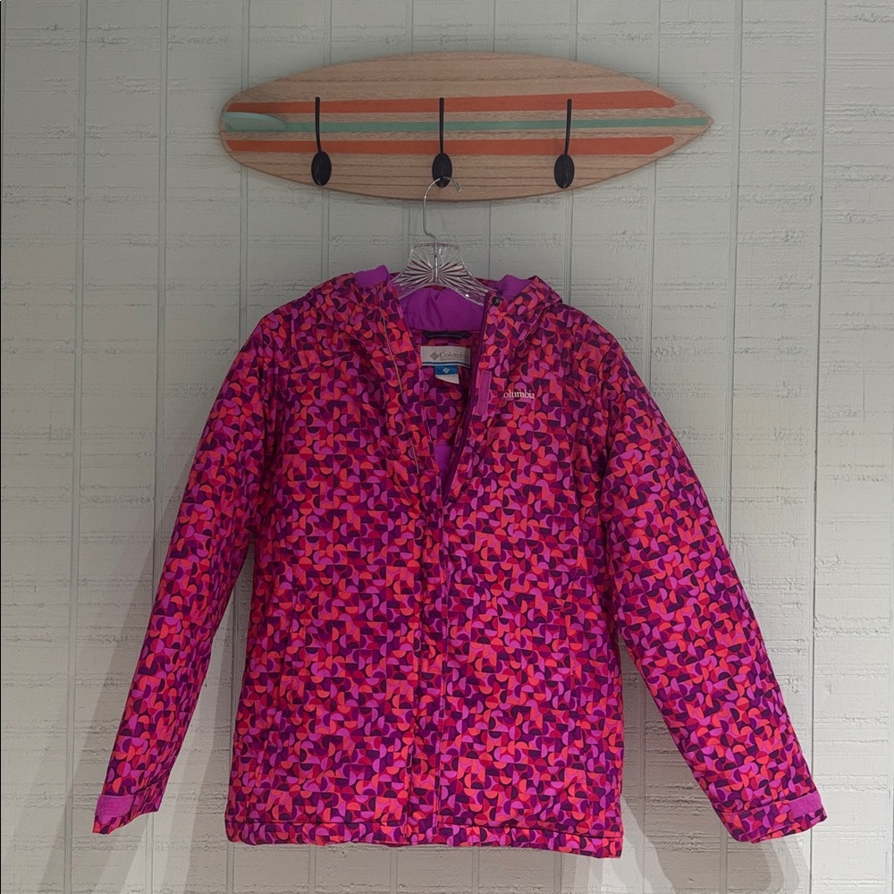 Columbia Pink and Purple Geometric Snow Jacket
